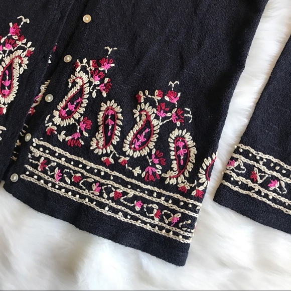 Harold's}• black embroidered Cardigan - Picture 4 of 8